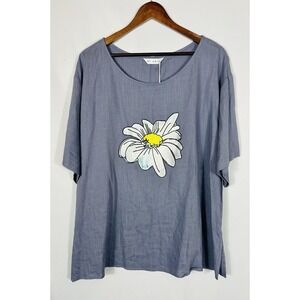Women's Oversized Lagenlook Tunic Top Size L Daisy Beach Vacation Coastal Resort